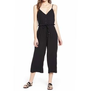 Crop Leg Tie Waist Jumpsuit